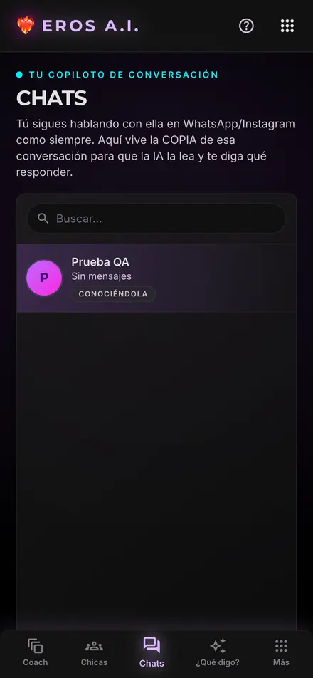 Tus chats dentro de la app