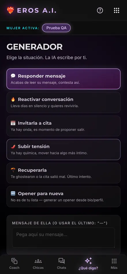 La app diciéndote qué responder